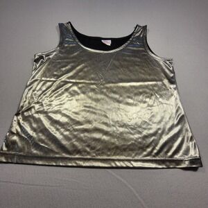 Vintage 80s Avon Fashions Tank Top Womens Size Large Metallic Silver Retro Style